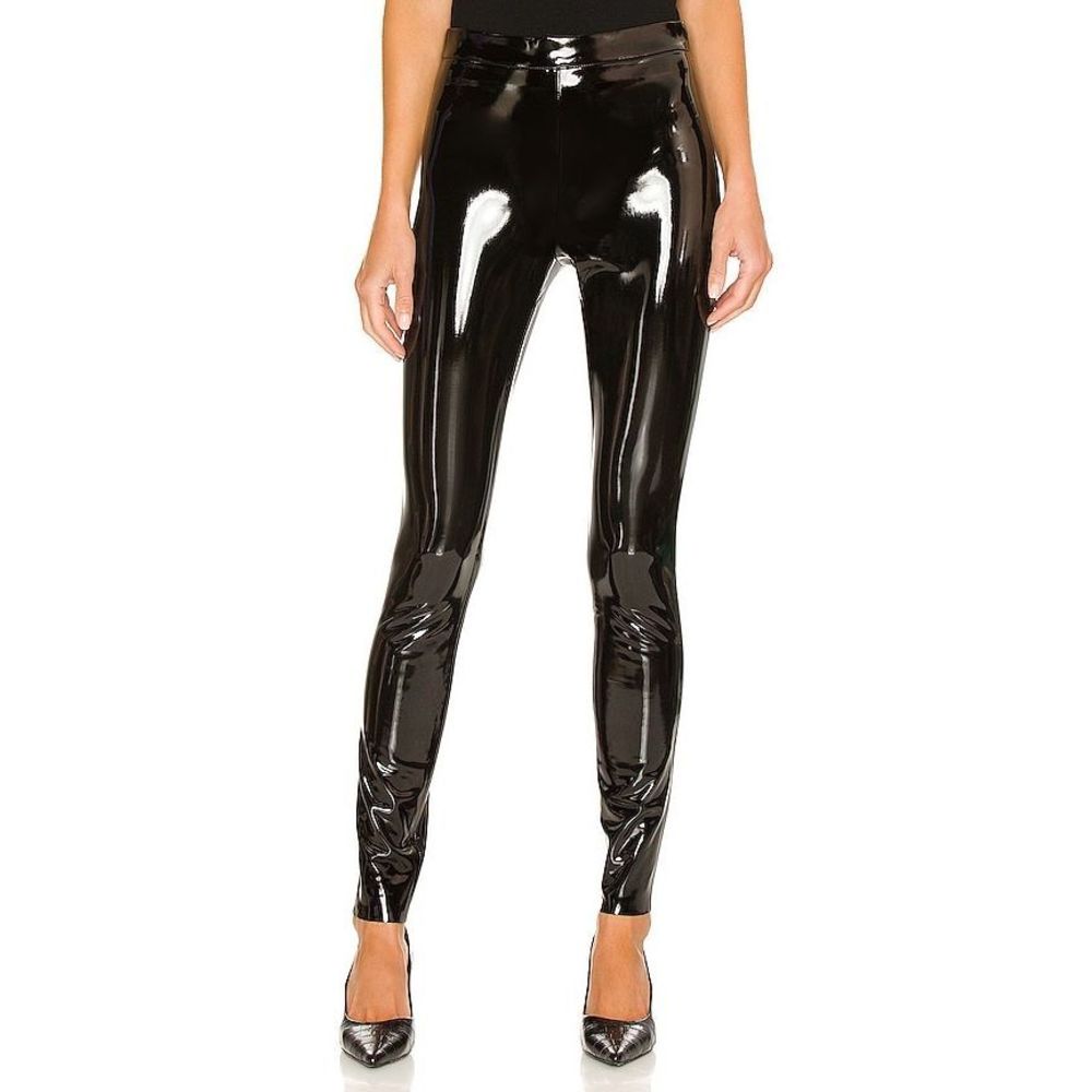 Alice + Olivia Maddox Back Zip Vegan Leather Legging in Black